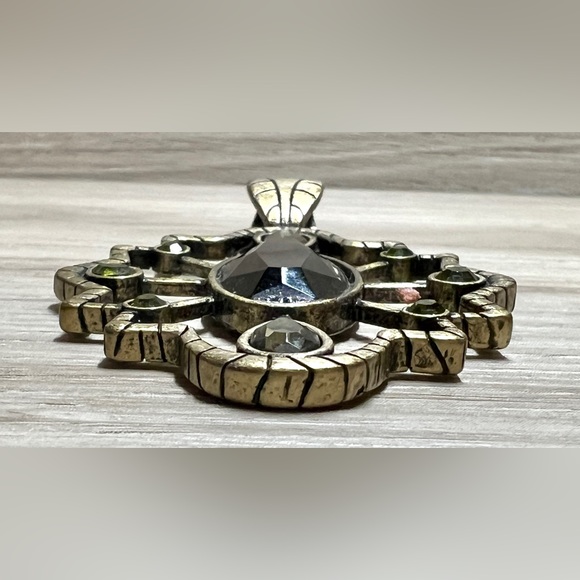 Vintage Lia Sophia Bonsai Reversible Cut Crystal Gold Tone Pendant, 2.5" - Picture 3 of 6